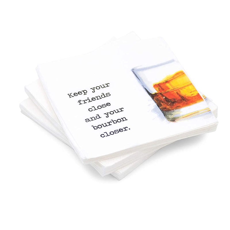 Kitschy Collective 30 Pk, "Keep Your Bourbon Close" 3-Ply Paper Party Cocktail Napkins for Bourbon Whiskey Drinkers or Clubs - Image 1